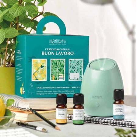 L'Essenziale per un Buon Lavoro Kit Diffusore a Ultrasuoni + Oli Essenziali